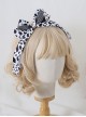 Black White Milk Cow Pattern Side Bowknot Sweet Lolita Hair Hoop