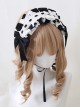 Bowknot Black White Milk Cow Sweet Lolita Short Plush Headband