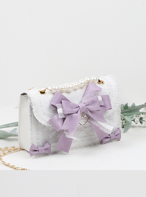 Ruffle Lace Handbag Bowknot Pearl Sweet Lolita Shoulder Bag