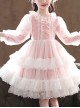 Bowknot White Tulle Lace Children Sweet Lolita Kids Plaid Long Sleeve Dress