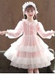 Bowknot White Tulle Lace Children Sweet Lolita Kids Plaid Long Sleeve Dress