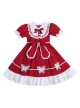 Pure Color Big Bowknot White Lace Children Sweet Lolita Kids Short Sleeve Dress