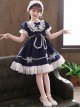 Pure Color Big Bowknot White Lace Children Sweet Lolita Kids Short Sleeve Dress