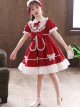 Pure Color Big Bowknot White Lace Children Sweet Lolita Kids Short Sleeve Dress