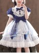 Ruffle Round Collar Bowknot Children Sweet Lolita Puff Sleeve Short Sleeve Dress