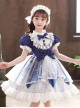 Ruffle Round Collar Bowknot Children Sweet Lolita Puff Sleeve Short Sleeve Dress