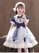 Ruffle Round Collar Bowknot Children Sweet Lolita Puff Sleeve Short Sleeve Dress