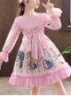 Retro Navy Style Collar Cute Bunny Printing Children Sweet Lolita Long Sleeve Dress