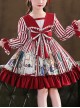 Retro Navy Style Collar Cute Bunny Printing Children Sweet Lolita Long Sleeve Dress