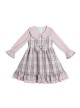 Doll Collar Bowknot Children School Lolita Kids Plaid Long Sleeve Dress