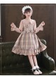 Doll Collar Bowknot Children School Lolita Kids Plaid Long Sleeve Dress