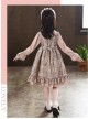 Doll Collar Bowknot Children School Lolita Kids Plaid Long Sleeve Dress