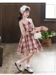 Doll Collar Bowknot Children School Lolita Kids Plaid Long Sleeve Dress