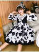 Ranch Story Series OP Cute Cat Paw Printing Sweet Lolita Multicolor Long Sleeve Dress