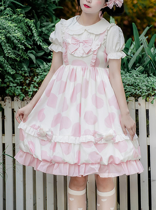 Ranch Story Series JSK Cute Cat Paw Printing Sweet Lolita Multicolor Sling Dress