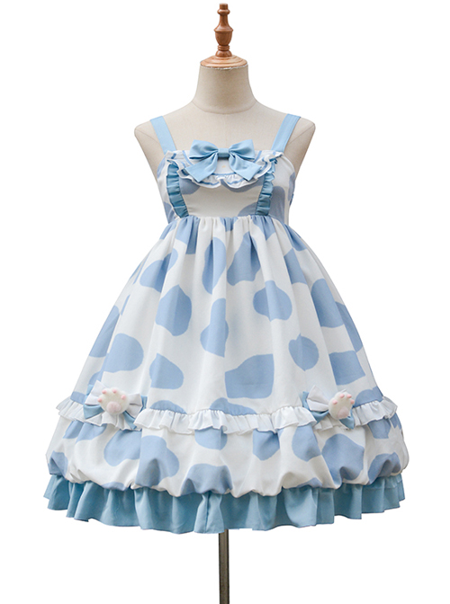 Ranch Story Series JSK Cute Cat Paw Printing Sweet Lolita Multicolor Sling Dress