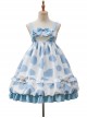 Ranch Story Series JSK Cute Cat Paw Printing Sweet Lolita Multicolor Sling Dress