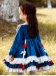 Doll Collar Lovely Long Ear Rabbit Bowknot Children Sweet Lolita Kids Blue Velour Long Sleeve Dress