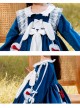 Doll Collar Lovely Long Ear Rabbit Bowknot Children Sweet Lolita Kids Blue Velour Long Sleeve Dress