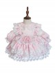 White Lace Cute Carousel Printing Children Sweet Lolita Princess Dress Kids Pink Long Sleeve Dress