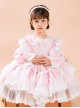 White Lace Cute Carousel Printing Children Sweet Lolita Princess Dress Kids Pink Long Sleeve Dress