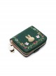 Vine Embroidery Cute Miffy Rabbit Elegant Classic Lolita Dark Green Short Folding Wallet