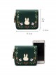 Vine Embroidery Cute Miffy Rabbit Elegant Classic Lolita Dark Green Short Folding Wallet