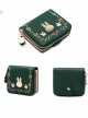 Vine Embroidery Cute Miffy Rabbit Elegant Classic Lolita Dark Green Short Folding Wallet