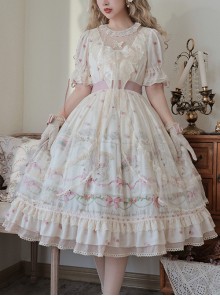 Star Moon Series OP Chiffon Elegant Classic Lolita Short Sleeve Long Dress