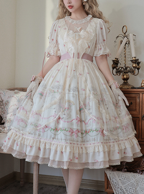 Star Moon Series OP Chiffon Elegant Classic Lolita Short Sleeve Long Dress