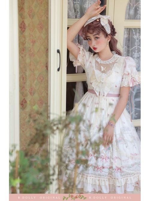 Star Moon Series OP Chiffon Elegant Classic Lolita Short Sleeve Long Dress