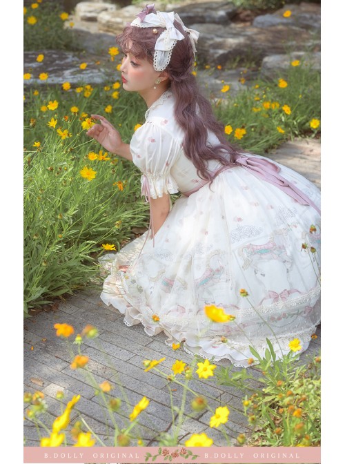 Star Moon Series OP Chiffon Elegant Classic Lolita Short Sleeve Long Dress