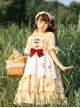 A Little Sparrow Series Pastoral Style Cute Printing Sweet Lolita Yellow Sling Dress