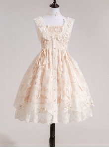 Floating Moon Dark Night Series JSK Floating Moon Apricot Organza Classic Lolita Sling Dress