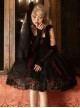 Floating Moon Dark Night Series JSK Dark Night Black Organza Gothic Lolita Sling Dress