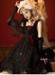 Floating Moon Dark Night Series JSK Dark Night Black Organza Gothic Lolita Sling Dress