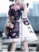 Strawberry Bear Series OP Cute Printed Stitching Sweet Lolita Short Sleeve Dress