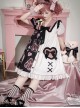 Strawberry Bear Series OP Cute Printed Stitching Sweet Lolita Short Sleeve Dress