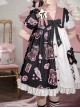 Strawberry Bear Series OP Cute Printed Stitching Sweet Lolita Short Sleeve Dress