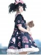 Strawberry Bear Series OP Cute Printed Stitching Sweet Lolita Short Sleeve Dress