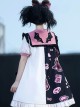 Strawberry Bear Series OP Cute Printed Stitching Sweet Lolita Short Sleeve Dress