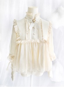 Retro Long Sleeve Ruffle Chiffon Lace Classic Lolita Lamb-leg Sleeve Shirt