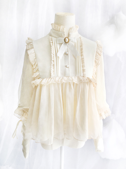 Retro Long Sleeve Ruffle Chiffon Lace Classic Lolita Lamb-leg Sleeve Shirt