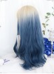 Natural Blue Gentle Gradient Long Curly Wig Classic Lolita Wigs