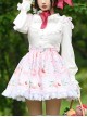 Peach Printed Ruffle White Lace Sweet Lolita Pink Sling Skirt