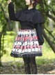 Red Strawberry White Flowers Printing Sweet Lolita Cute Lace Black Skirt