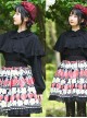 Red Strawberry White Flowers Printing Sweet Lolita Cute Lace Black Skirt