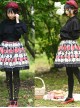 Red Strawberry White Flowers Printing Sweet Lolita Cute Lace Black Skirt