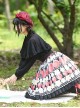 Red Strawberry White Flowers Printing Sweet Lolita Cute Lace Black Skirt