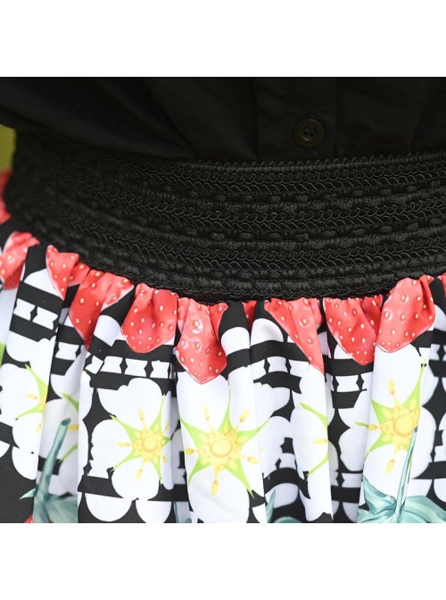 Red Strawberry White Flowers Printing Sweet Lolita Cute Lace Black Skirt